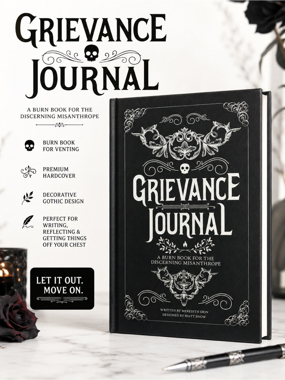 Grievance Journal Hardcover Notebook - Black Gothic Design